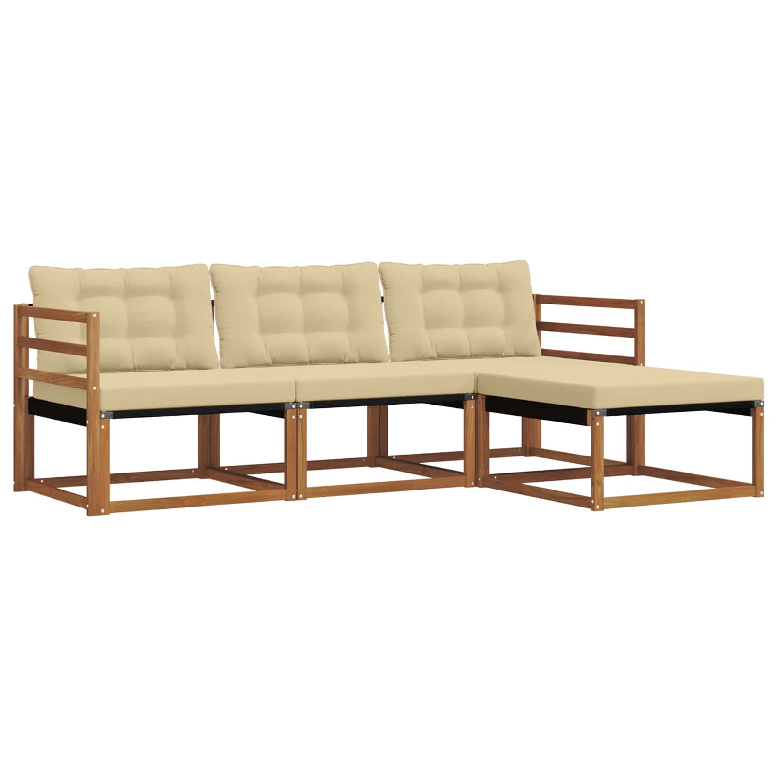 Outdoor-Sofagarnitur mit Kissen 4 pcs Natur und Beige