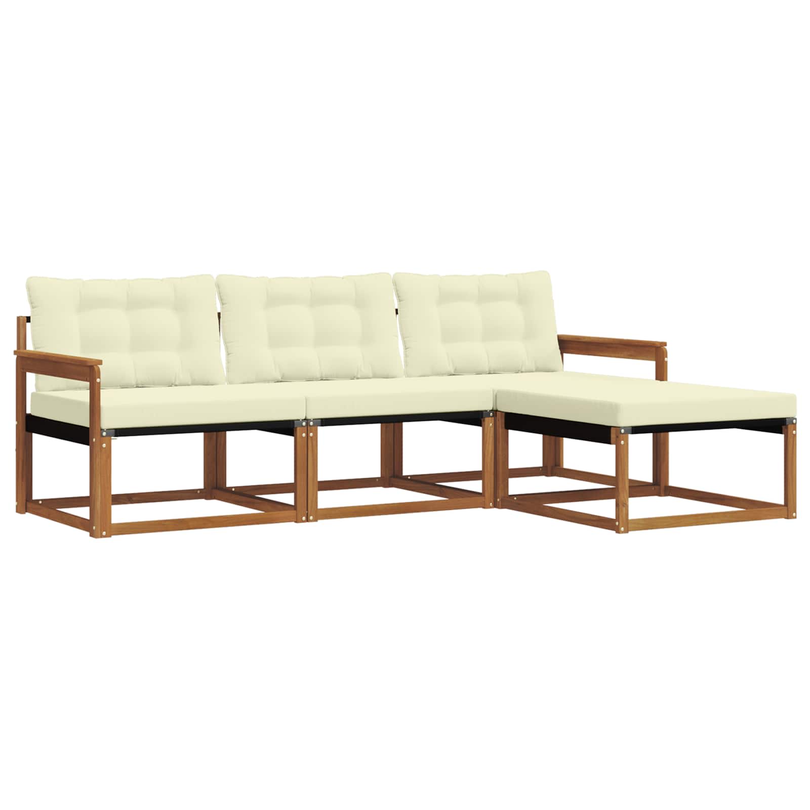 Outdoor-Sofagarnitur mit Kissen 4 pcs Natur und Creme