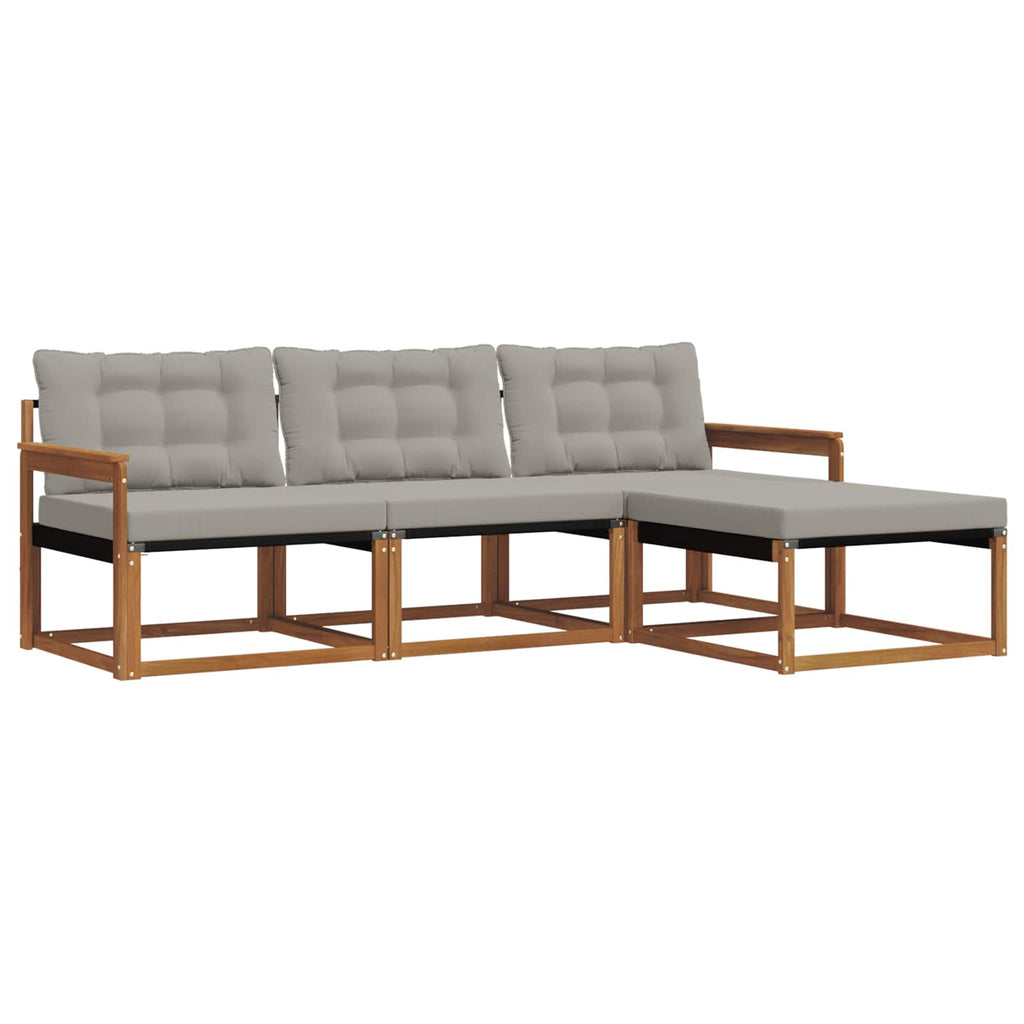 Outdoor-Sofagarnitur mit Kissen 4 pcs Natürlich und Hellgrau