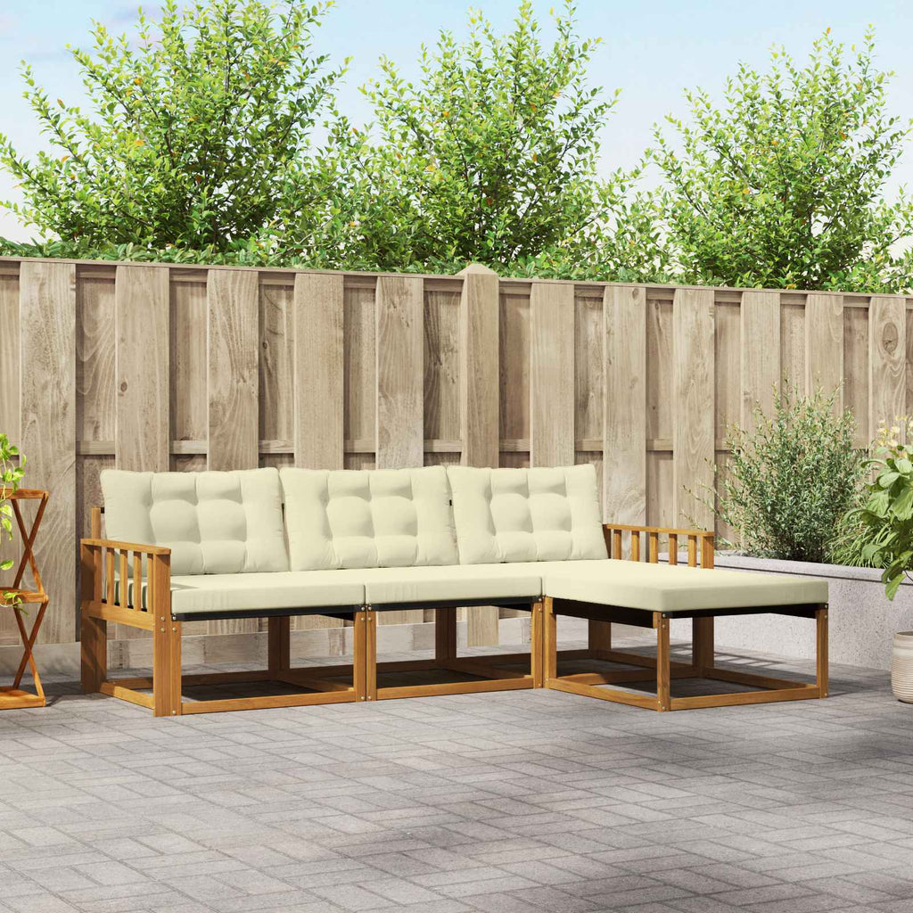 Outdoor-Sofagarnitur mit Kissen 4 pcs Natur und Creme