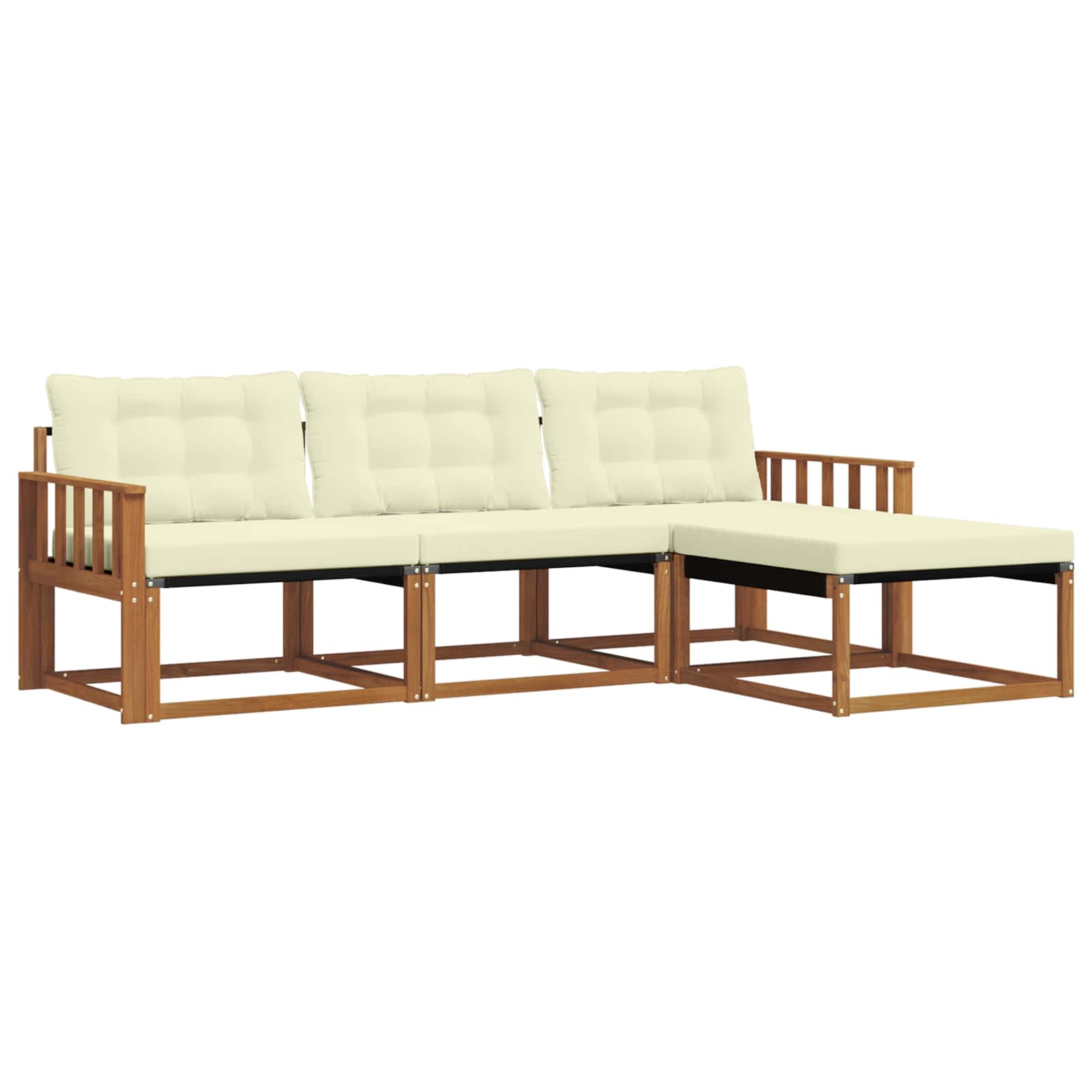 Outdoor-Sofagarnitur mit Kissen 4 pcs Natur und Creme