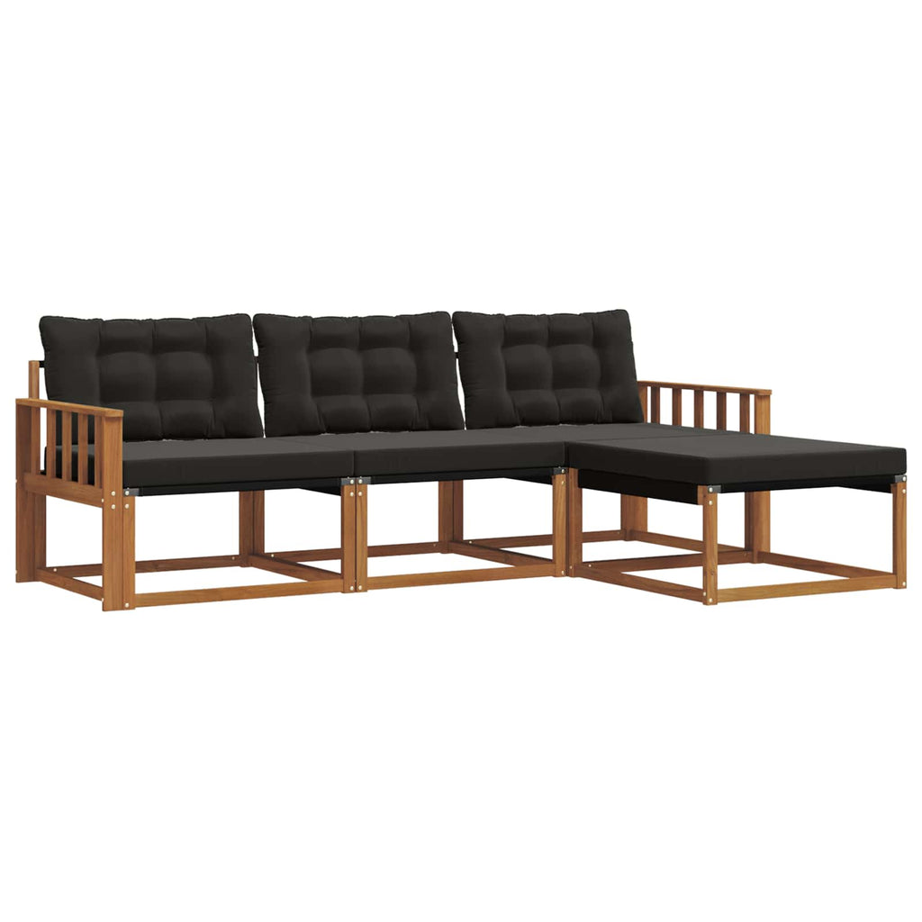Outdoor-Sofagarnitur mit Kissen 4 pcs Natürlich und Schwarz