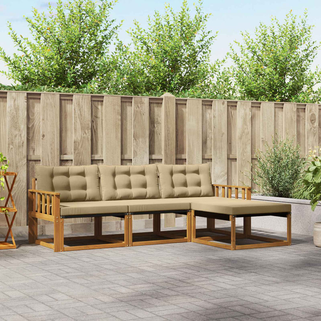 Outdoor-Sofagarnitur mit Kissen 4 pcs Natur und Beige