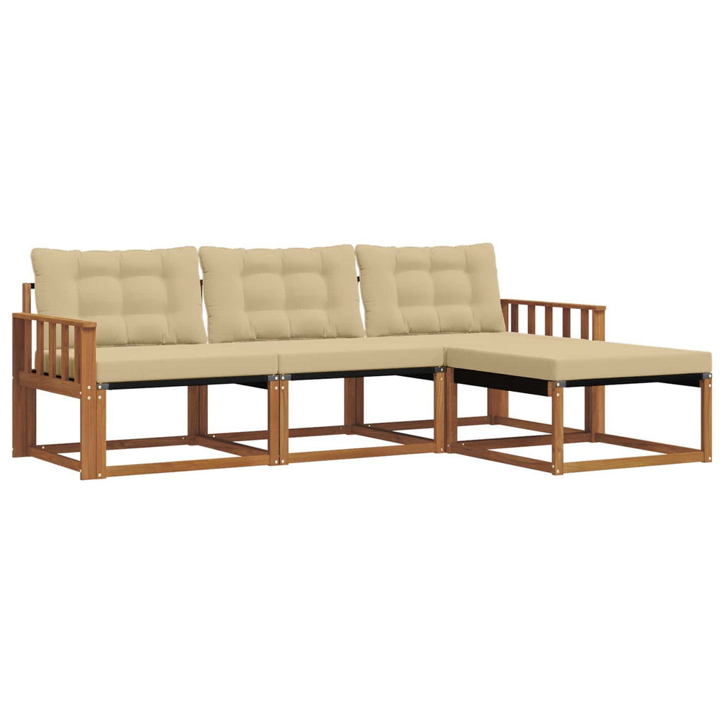 Outdoor-Sofagarnitur mit Kissen 4 pcs Natur und Beige
