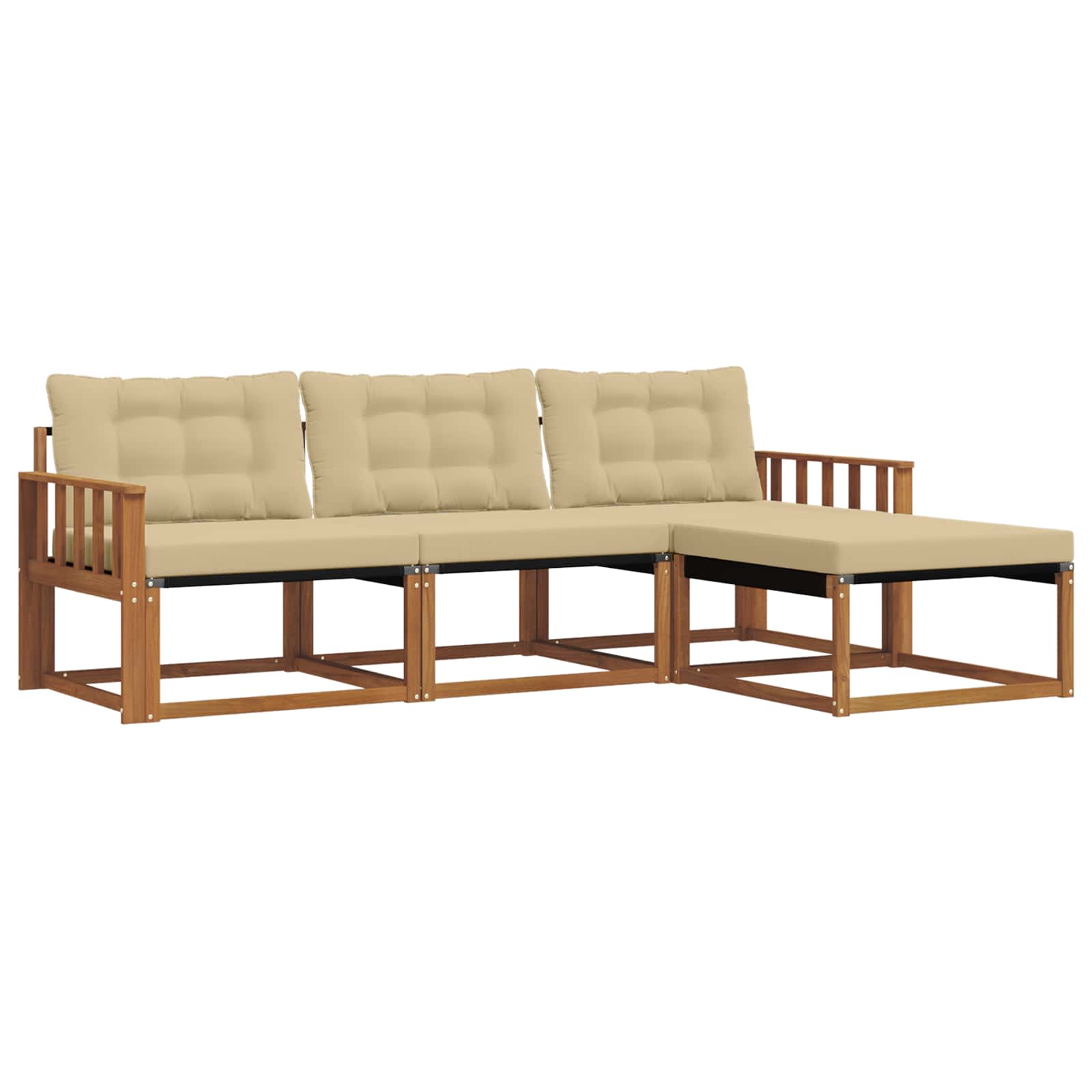 Outdoor-Sofagarnitur mit Kissen 4 pcs Natur und Beige
