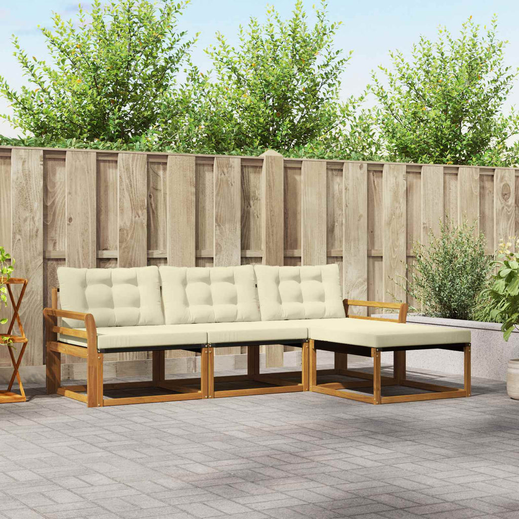 Outdoor-Sofagarnitur mit Kissen 4 pcs Natur und Creme