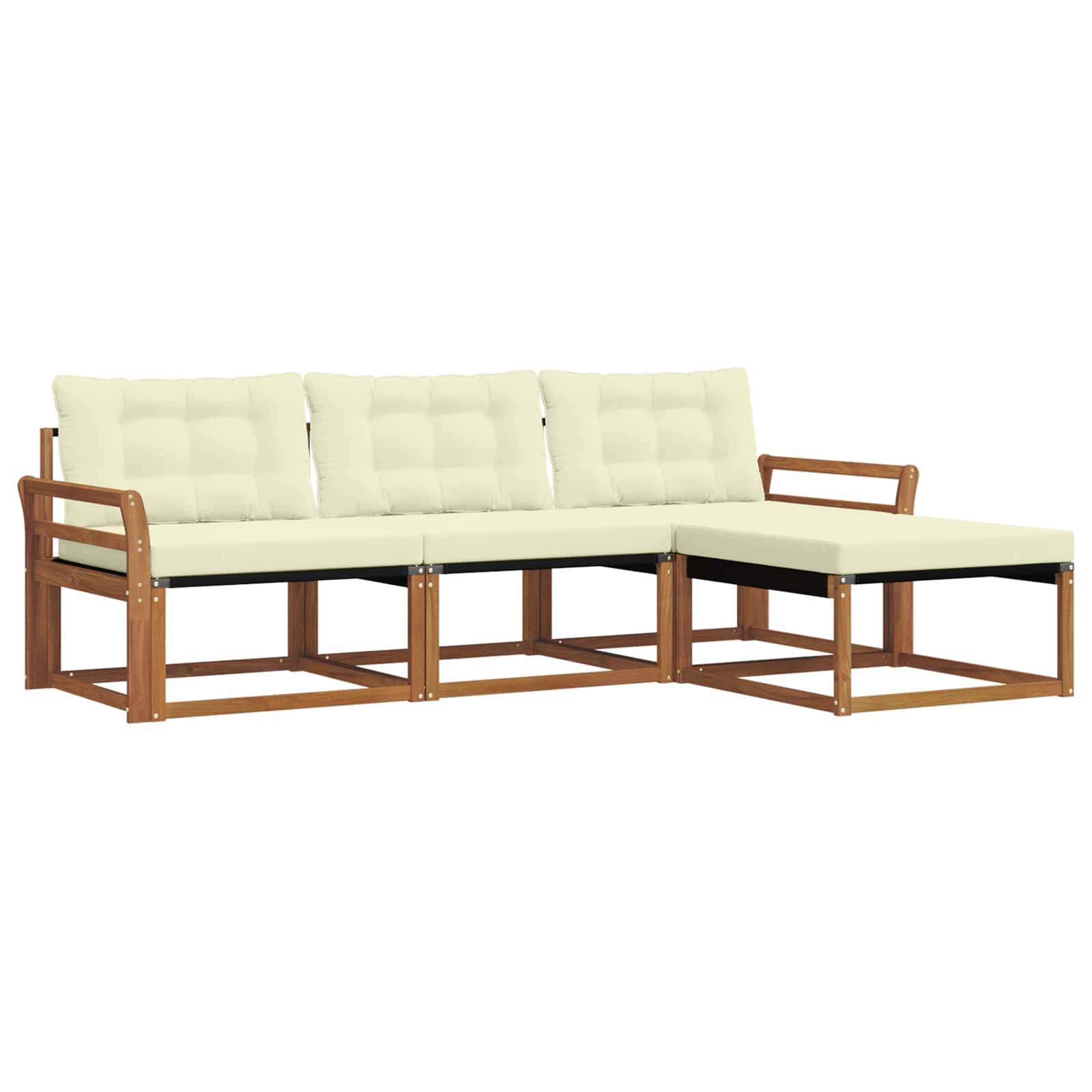 Outdoor-Sofagarnitur mit Kissen 4 pcs Natur und Creme