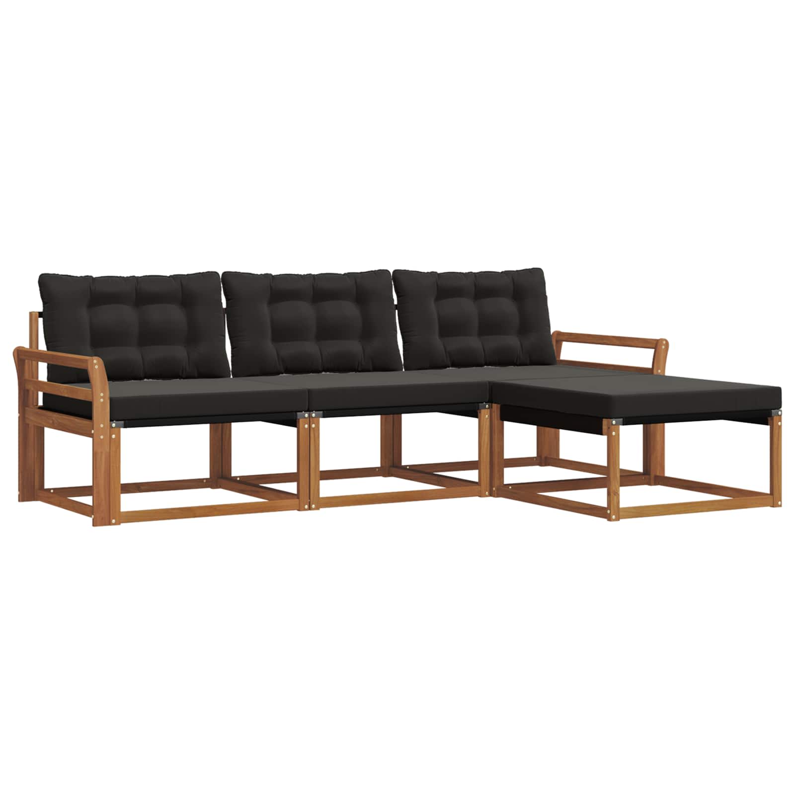 Outdoor-Sofagarnitur mit Kissen 4 pcs Natürlich und Schwarz
