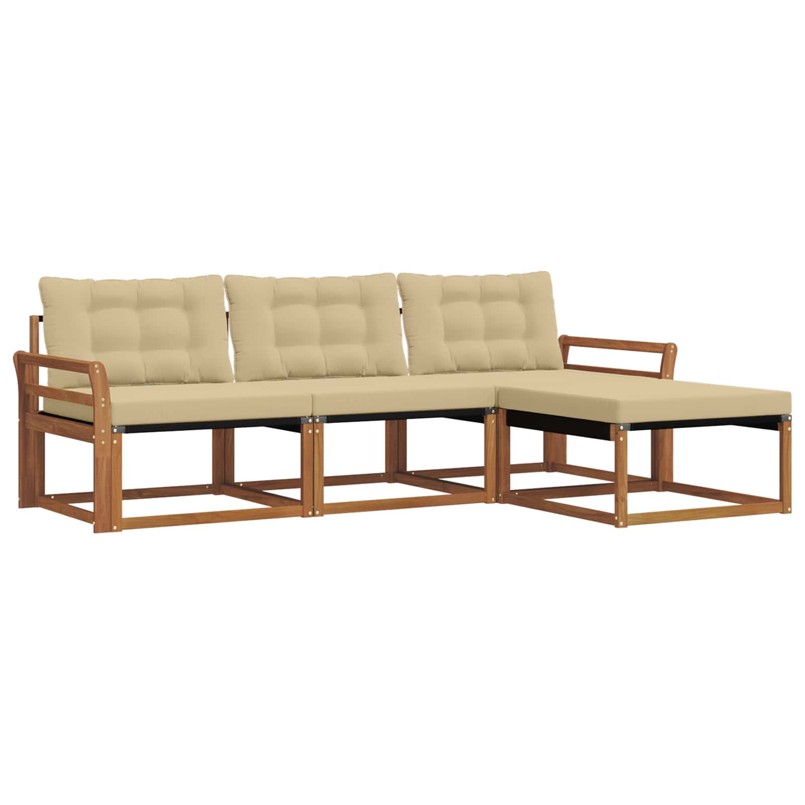 Outdoor-Sofagarnitur mit Kissen 4 pcs Natur und Beige