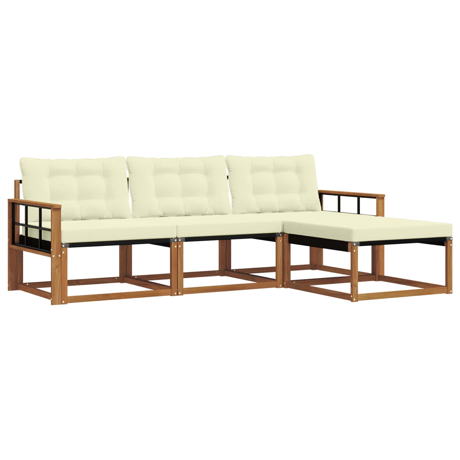 Outdoor-Sofagarnitur mit Kissen 4 pcs Natur und Creme