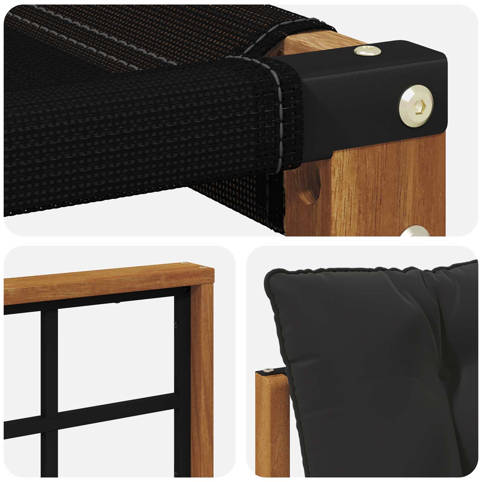 Outdoor-Sofagarnitur mit Kissen 4 pcs Natürlich und Schwarz