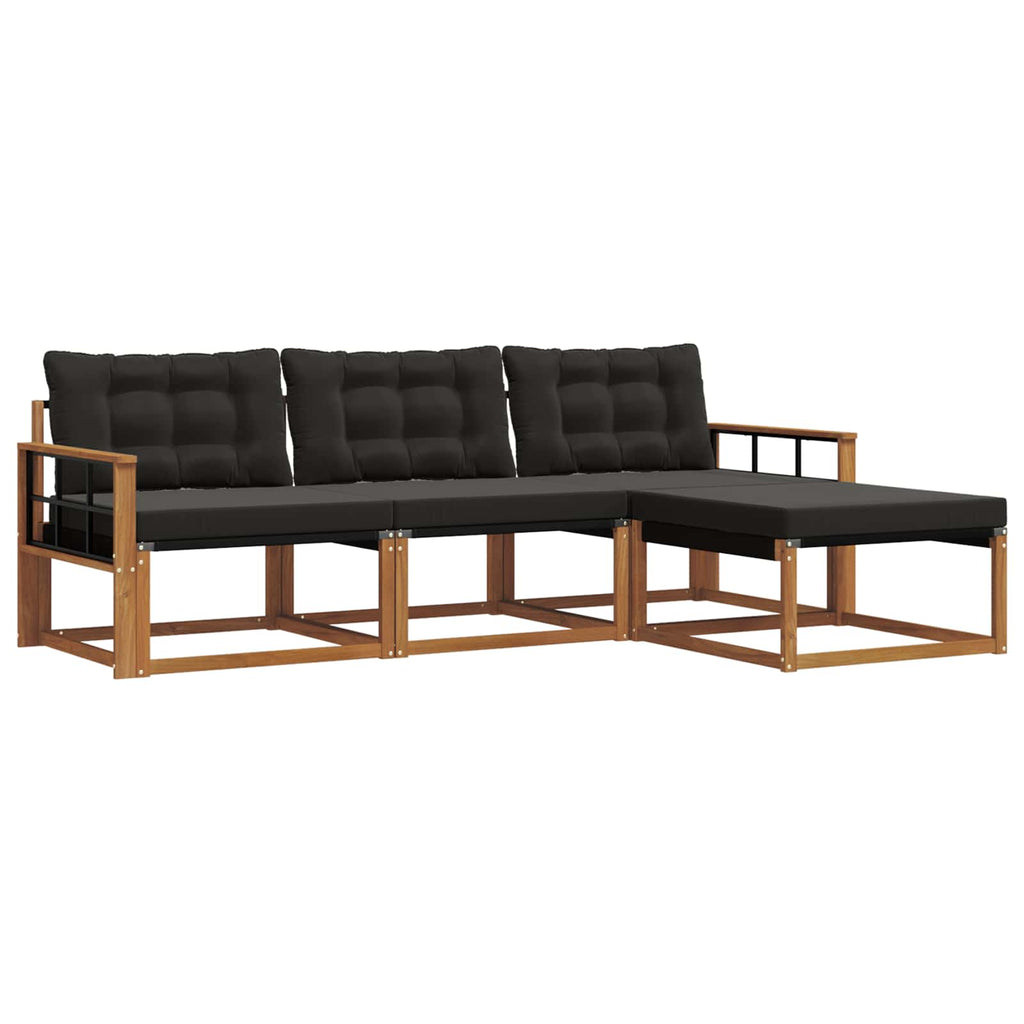 Outdoor-Sofagarnitur mit Kissen 4 pcs Natürlich und Schwarz