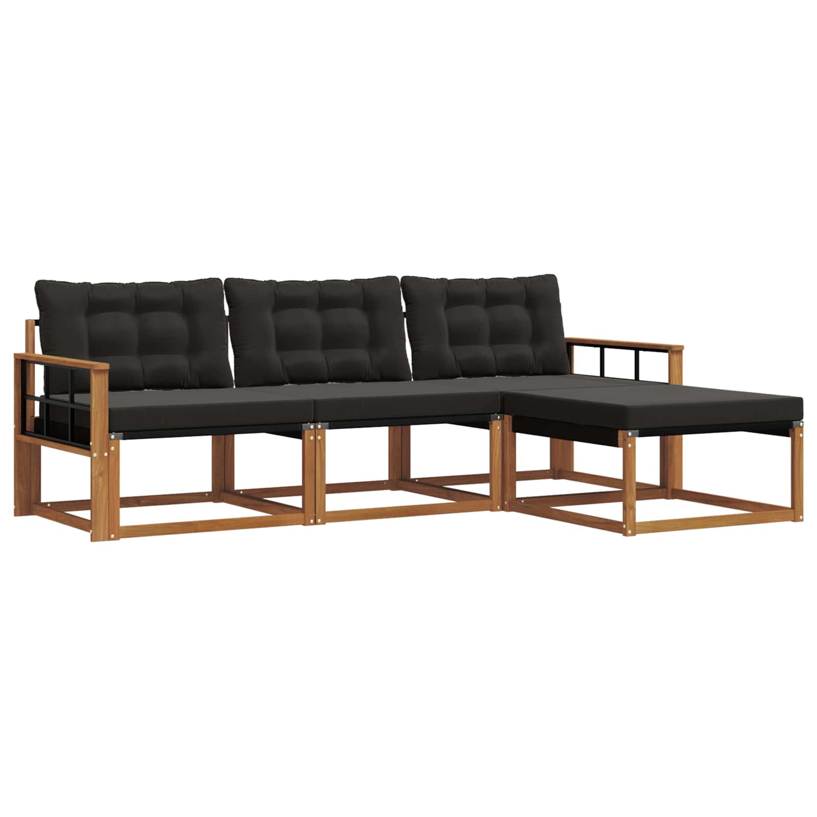 Outdoor-Sofagarnitur mit Kissen 4 pcs Natürlich und Schwarz