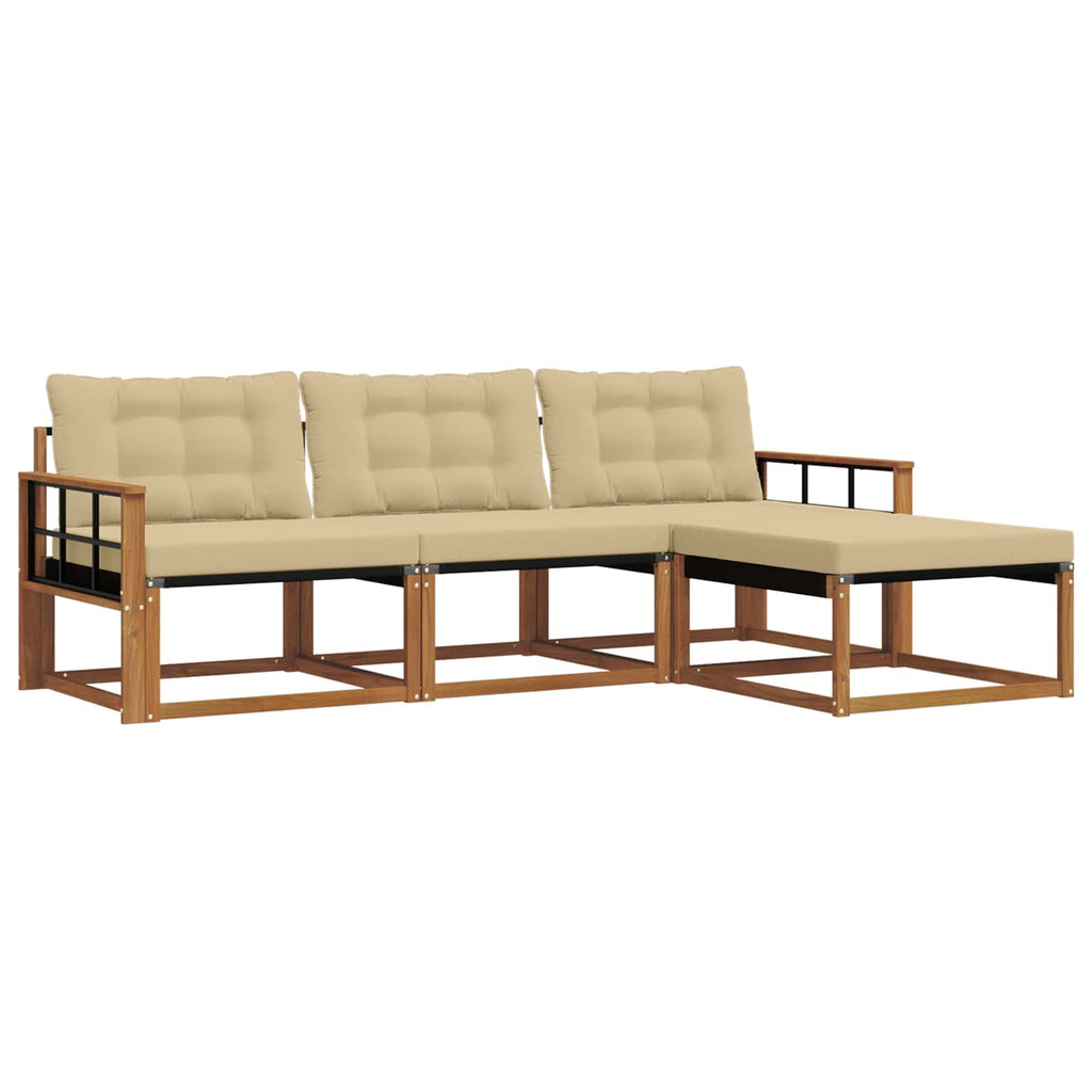 Outdoor-Sofagarnitur mit Kissen 4 pcs Natur und Beige