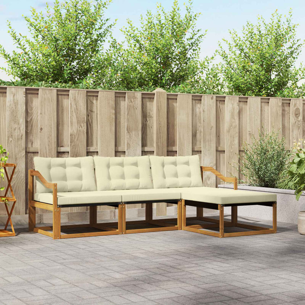 Outdoor-Sofagarnitur mit Kissen 4 pcs Natur und Creme