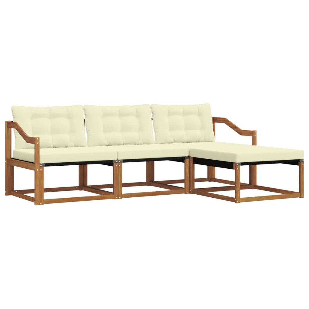 Outdoor-Sofagarnitur mit Kissen 4 pcs Natur und Creme