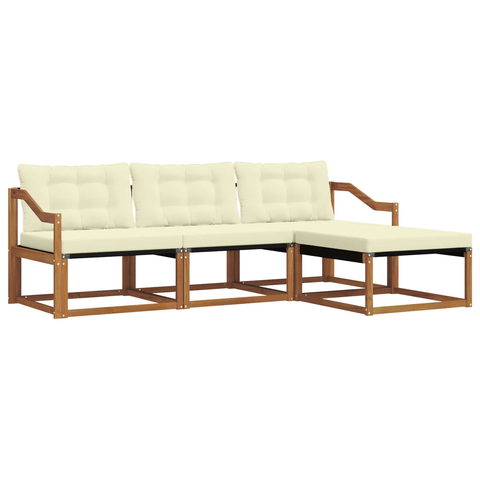 Outdoor-Sofagarnitur mit Kissen 4 pcs Natur und Creme