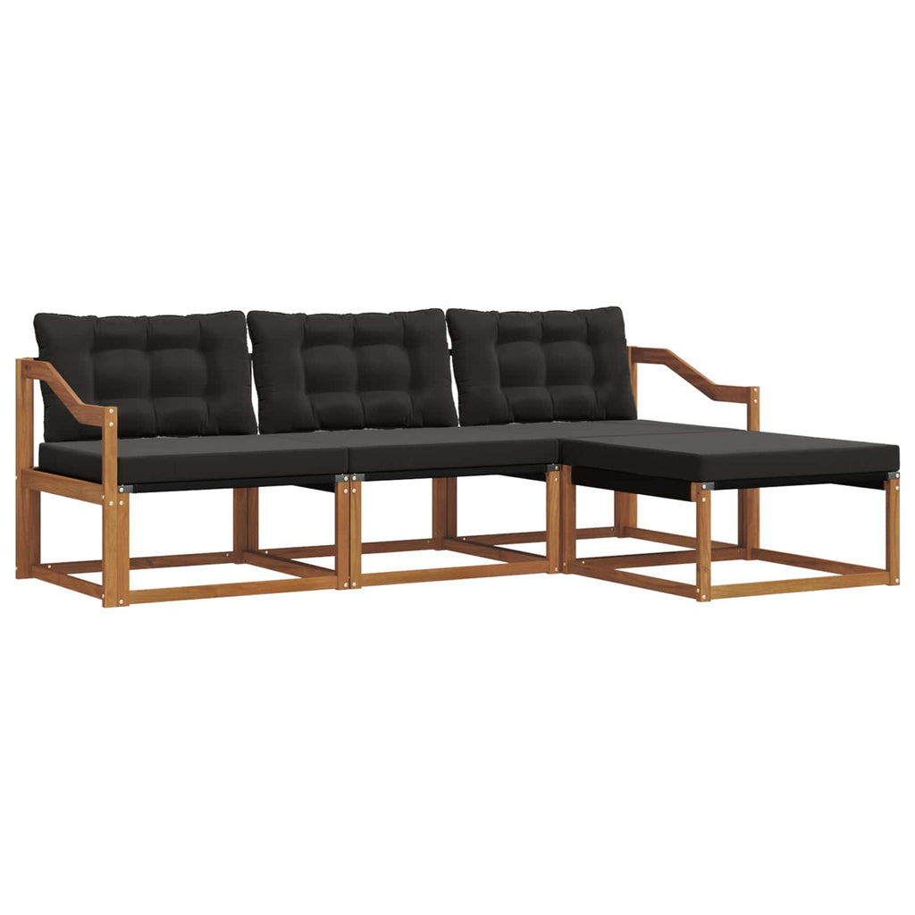 Outdoor-Sofagarnitur mit Kissen 4 pcs Natürlich und Schwarz
