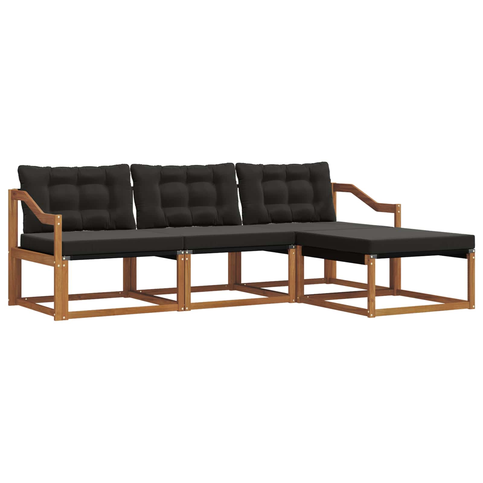 Outdoor-Sofagarnitur mit Kissen 4 pcs Natürlich und Schwarz