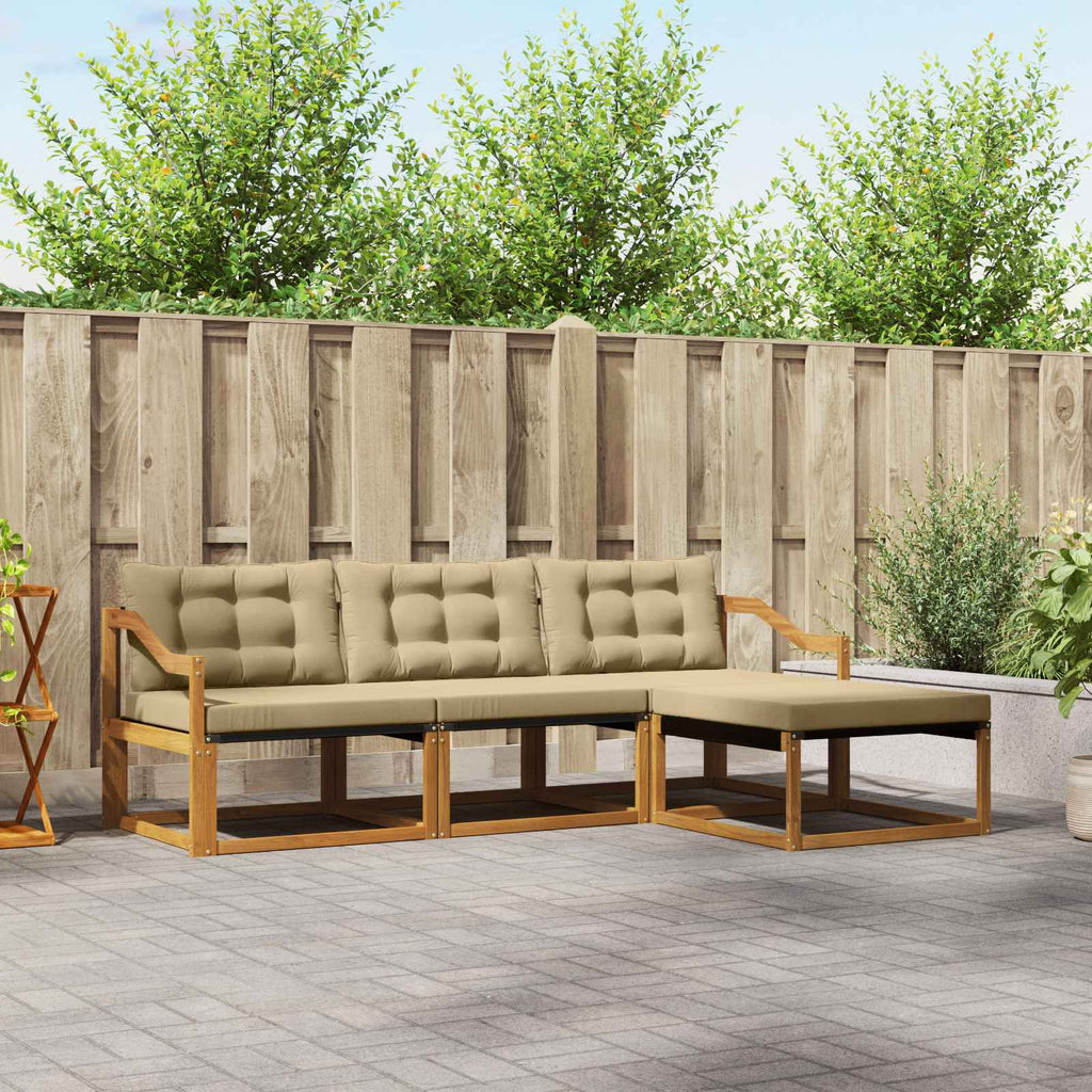 Outdoor-Sofagarnitur mit Kissen 4 pcs Natur und Beige