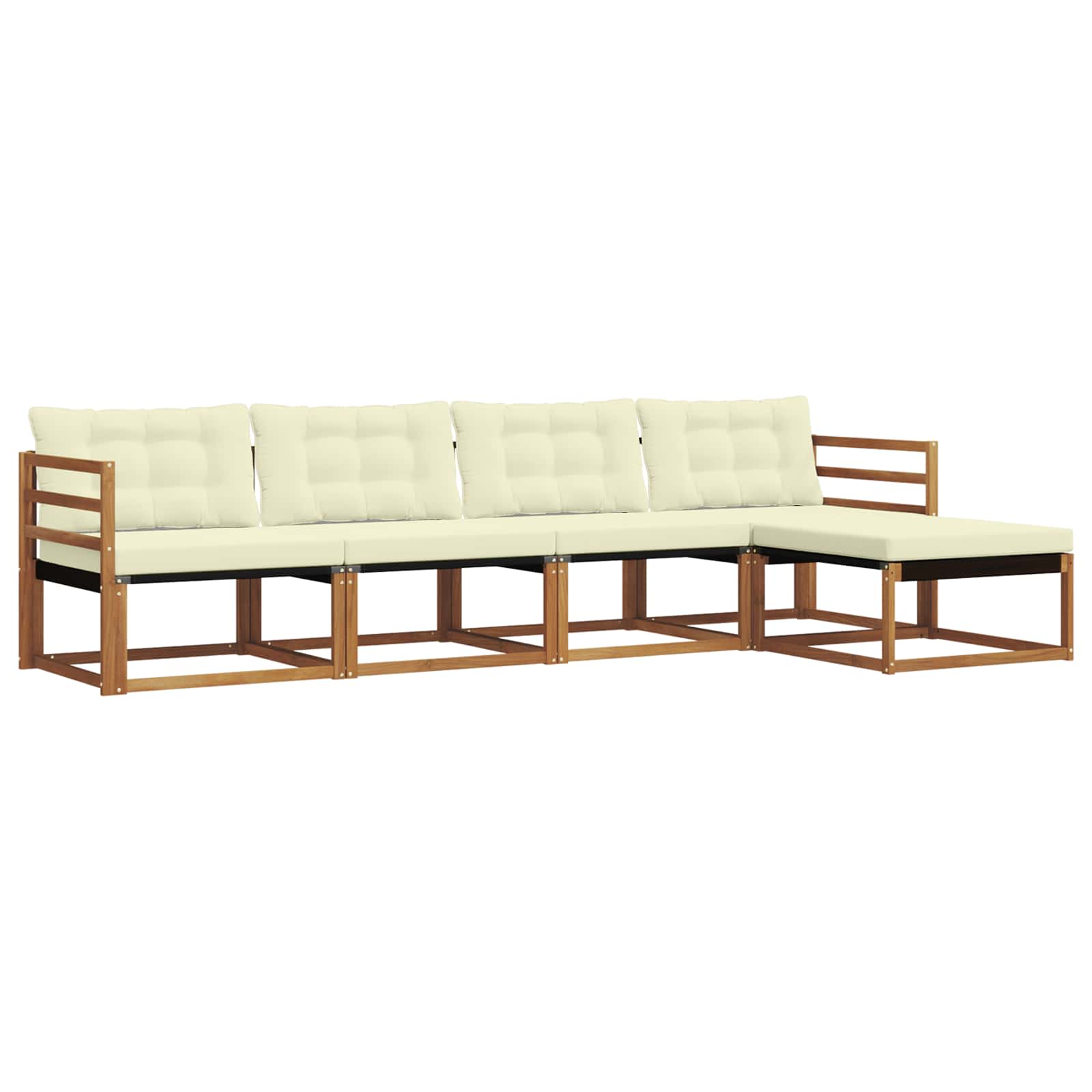 Outdoor-Sofagarnitur mit Kissen 5 pcs Natur und Creme