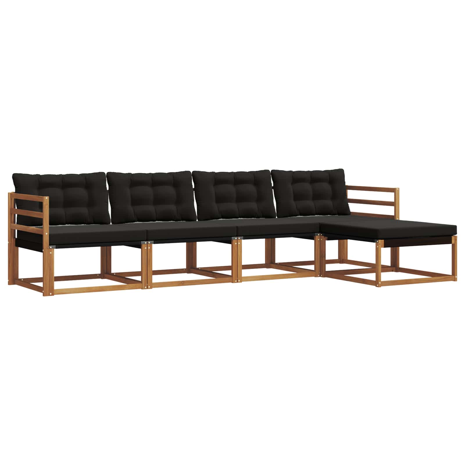 Outdoor-Sofagarnitur mit Kissen 5 pcs Natürlich und Schwarz
