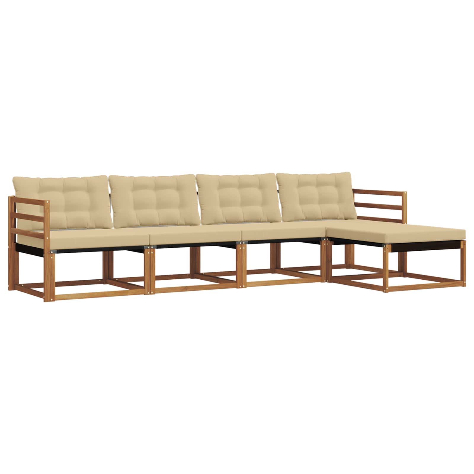 Outdoor-Sofagarnitur mit Kissen 5 pcs Natur und Beige