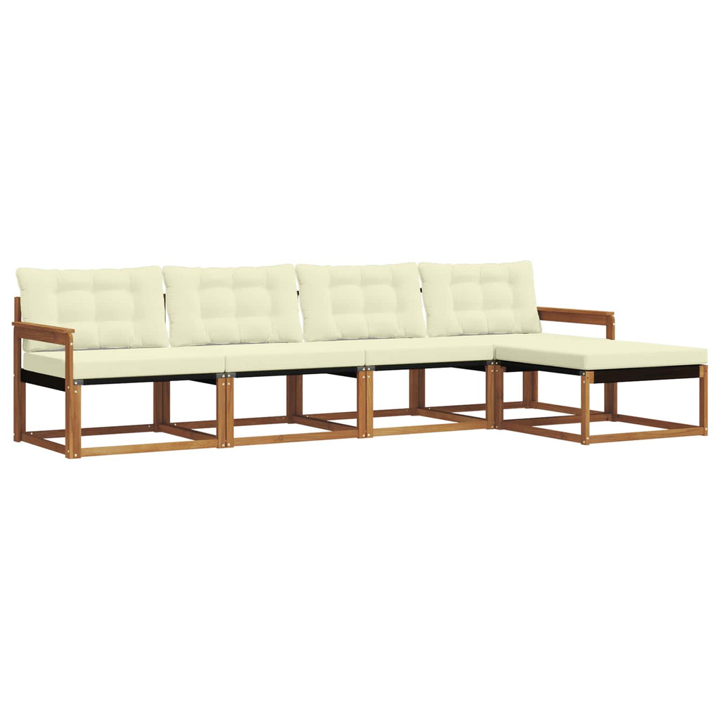 Outdoor-Sofagarnitur mit Kissen 5 pcs Natur und Creme