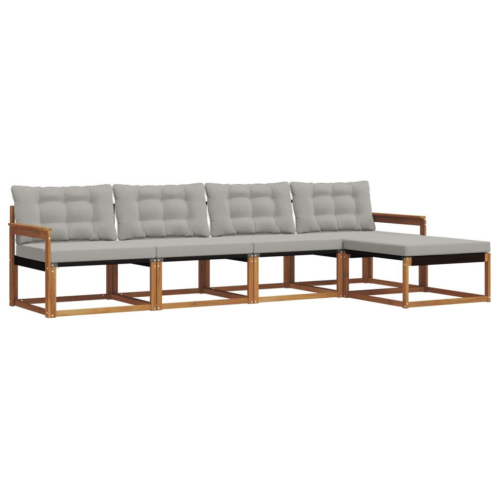 Outdoor-Sofagarnitur mit Kissen 5 pcs Natürlich und Hellgrau