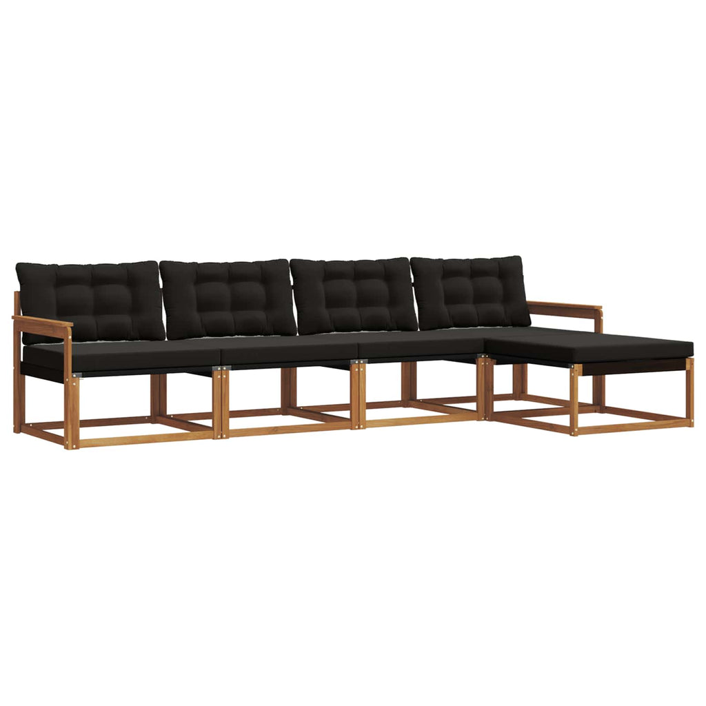 Outdoor-Sofagarnitur mit Kissen 5 pcs Natürlich und Schwarz