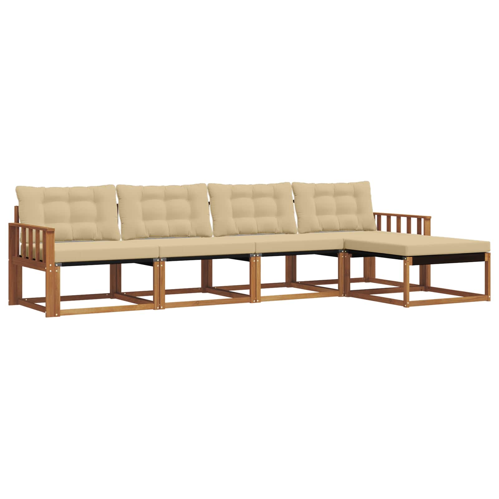 Outdoor-Sofagarnitur mit Kissen 5 pcs Natur und Beige