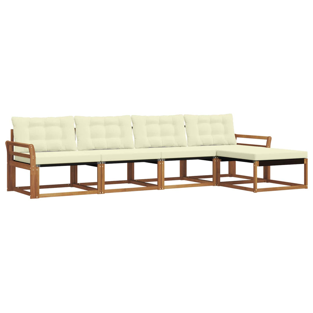 Outdoor-Sofagarnitur mit Kissen 5 pcs Natur und Creme