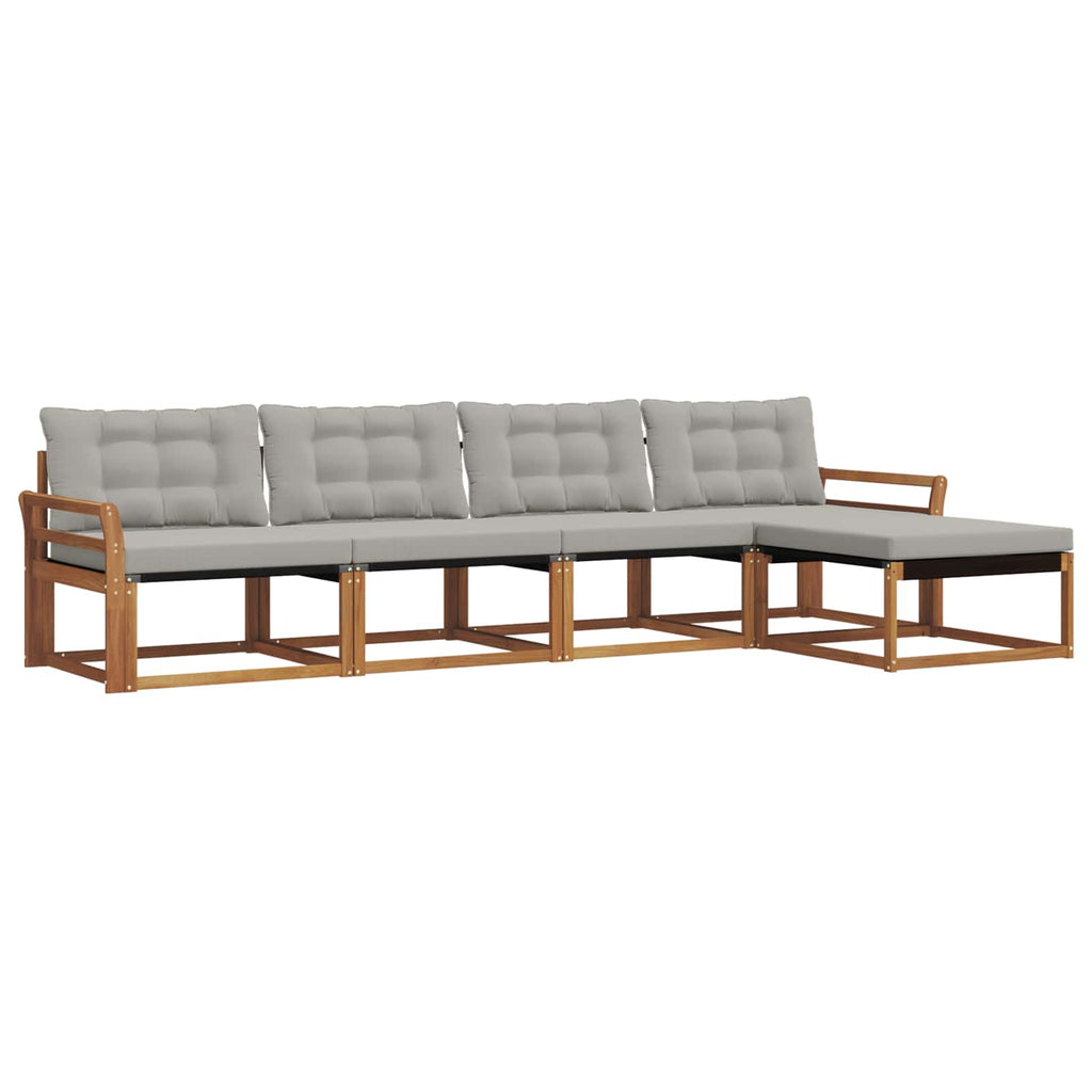 Outdoor-Sofagarnitur mit Kissen 5 pcs Natürlich und Hellgrau