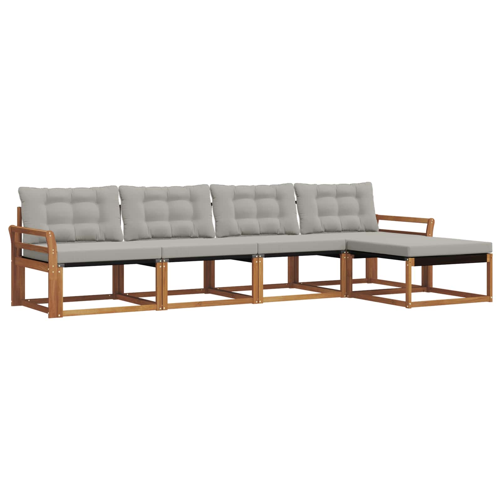 Outdoor-Sofagarnitur mit Kissen 5 pcs Natürlich und Hellgrau