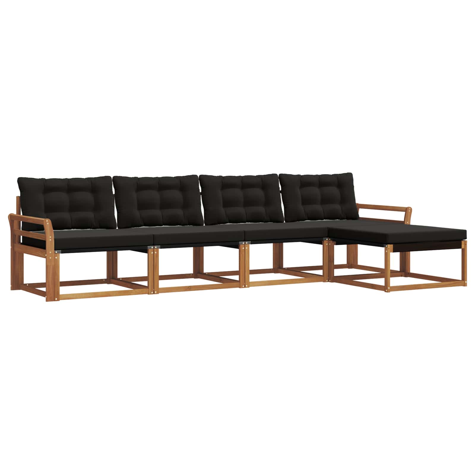 Outdoor-Sofagarnitur mit Kissen 5 pcs Natürlich und Schwarz
