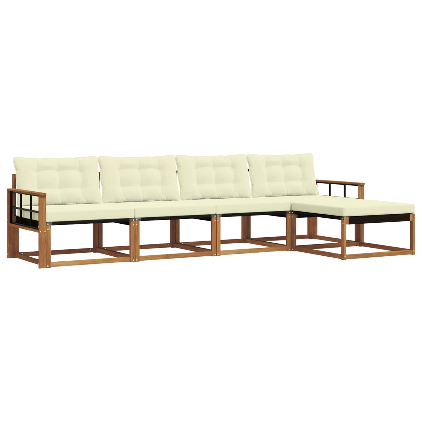 Outdoor-Sofagarnitur mit Kissen 5 pcs Natur und Creme