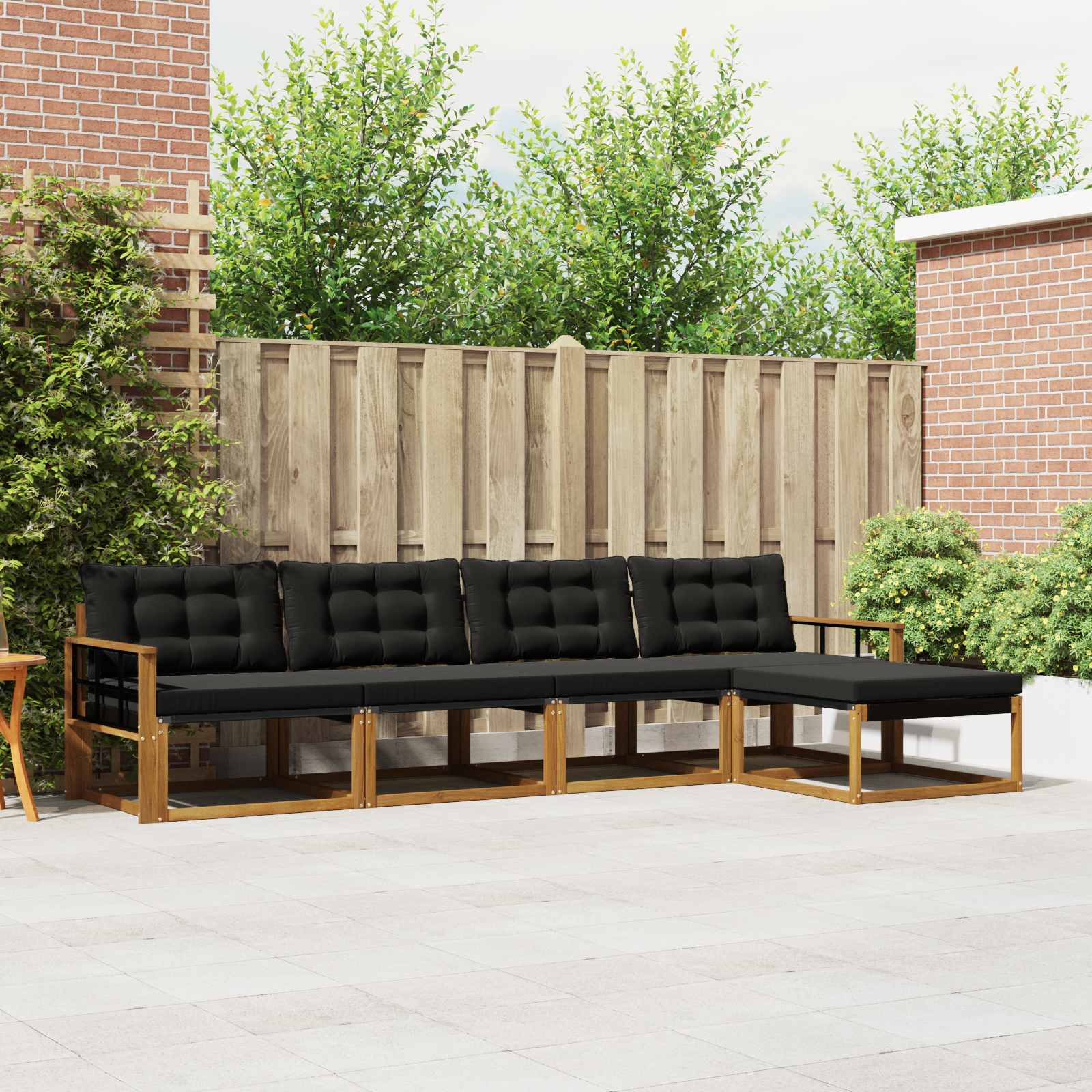 Outdoor-Sofagarnitur mit Kissen 5 pcs Natürlich und Schwarz