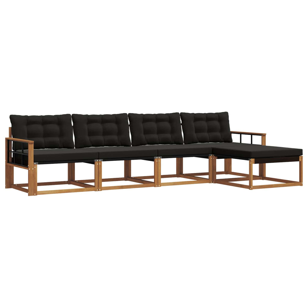 Outdoor-Sofagarnitur mit Kissen 5 pcs Natürlich und Schwarz