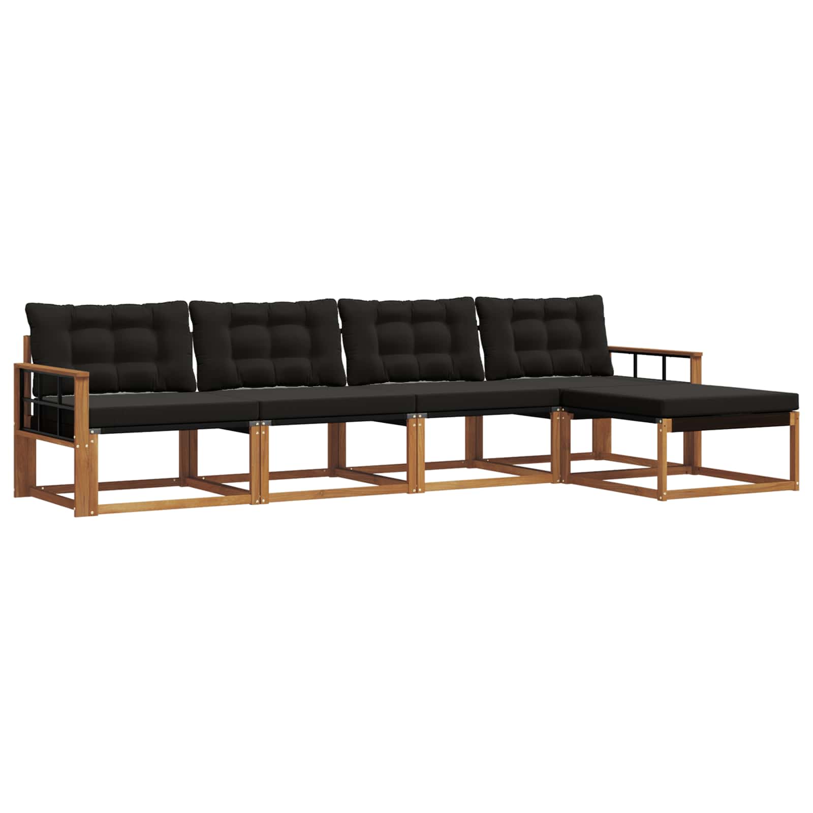 Outdoor-Sofagarnitur mit Kissen 5 pcs Natürlich und Schwarz