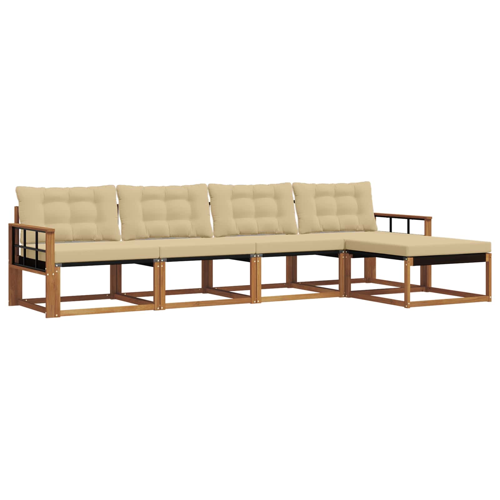 Outdoor-Sofagarnitur mit Kissen 5 pcs Natur und Beige