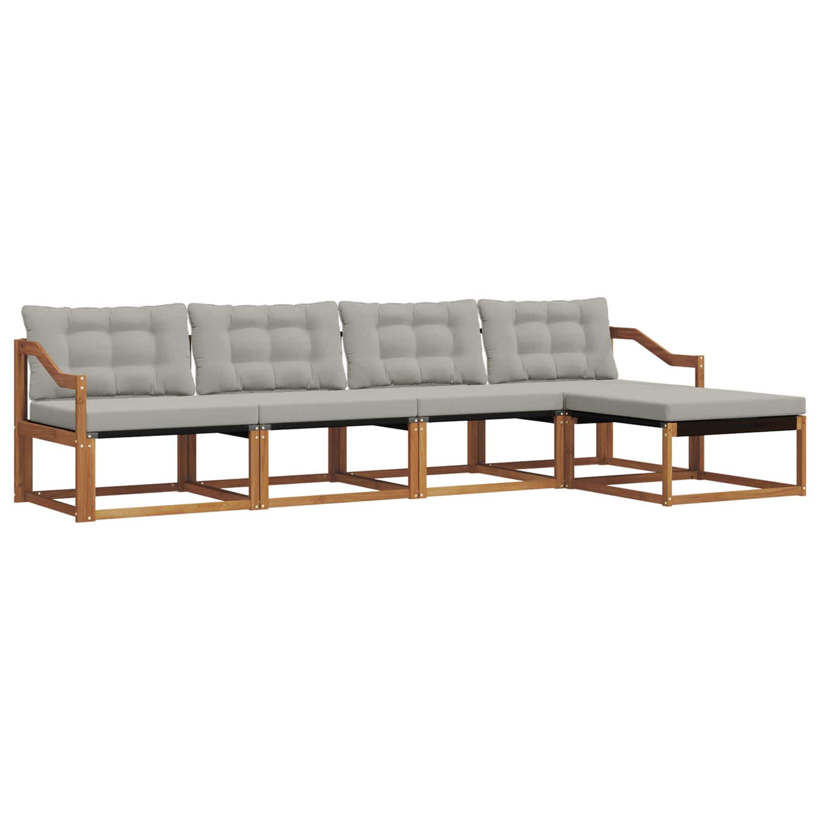 Outdoor-Sofagarnitur mit Kissen 5 pcs Natürlich und Hellgrau