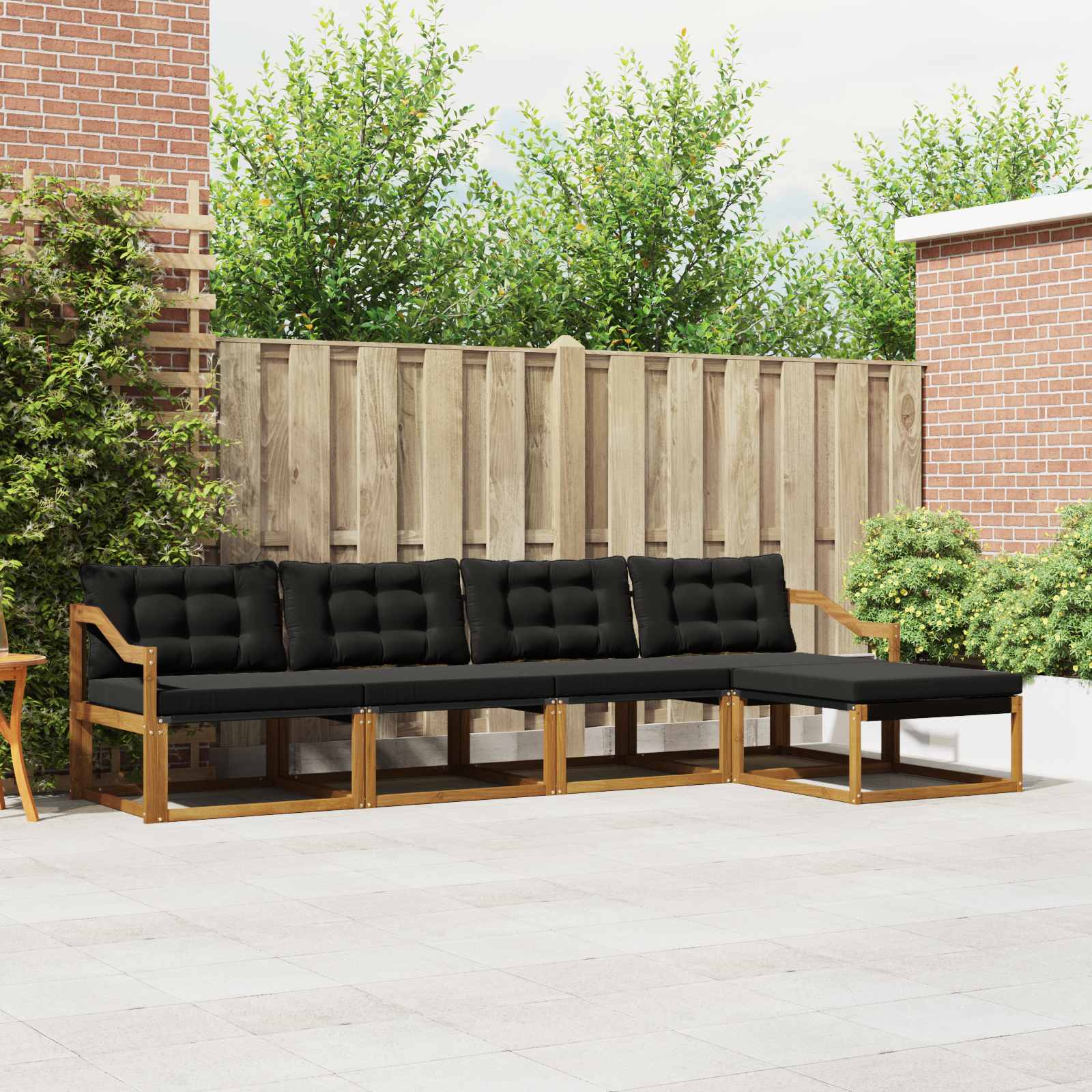 Outdoor-Sofagarnitur mit Kissen 5 pcs Natürlich und Schwarz
