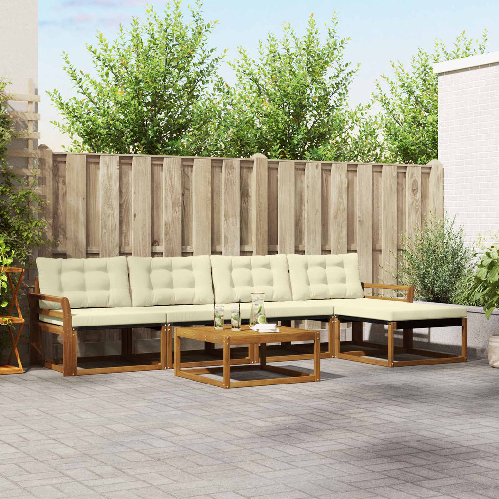 Outdoor-Sofagarnitur mit Kissen 6 pcs Natur und Creme