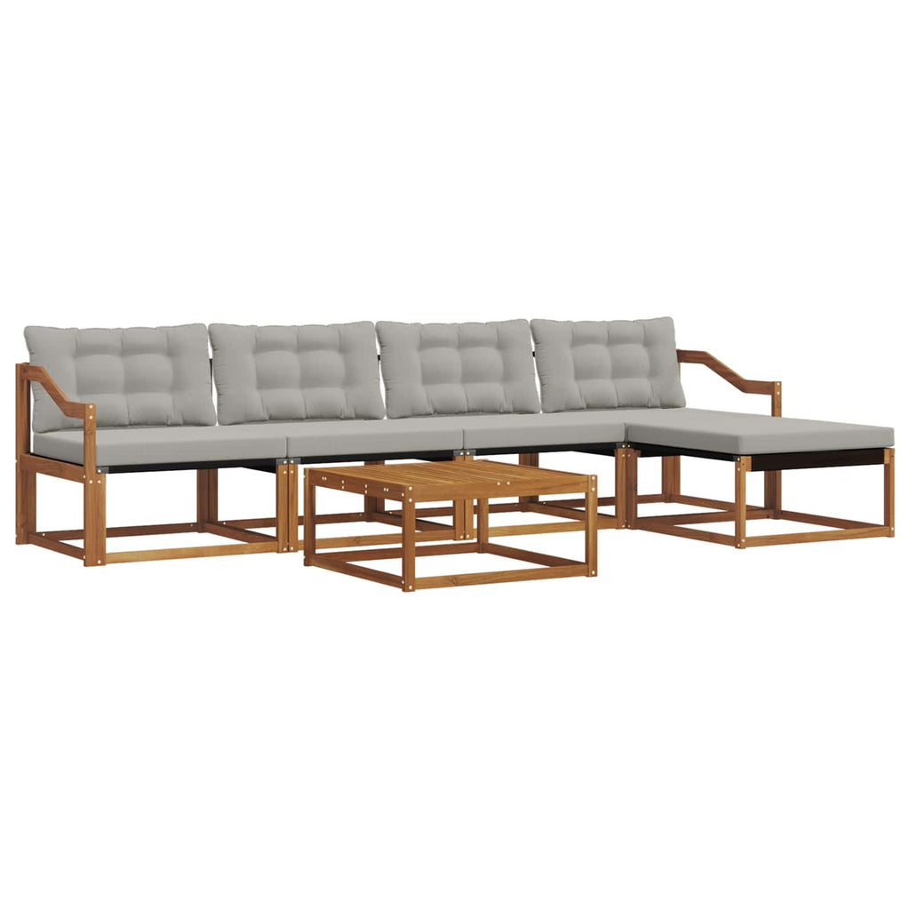 Outdoor-Sofagarnitur mit Kissen 6 pcs Natürlich und Hellgrau