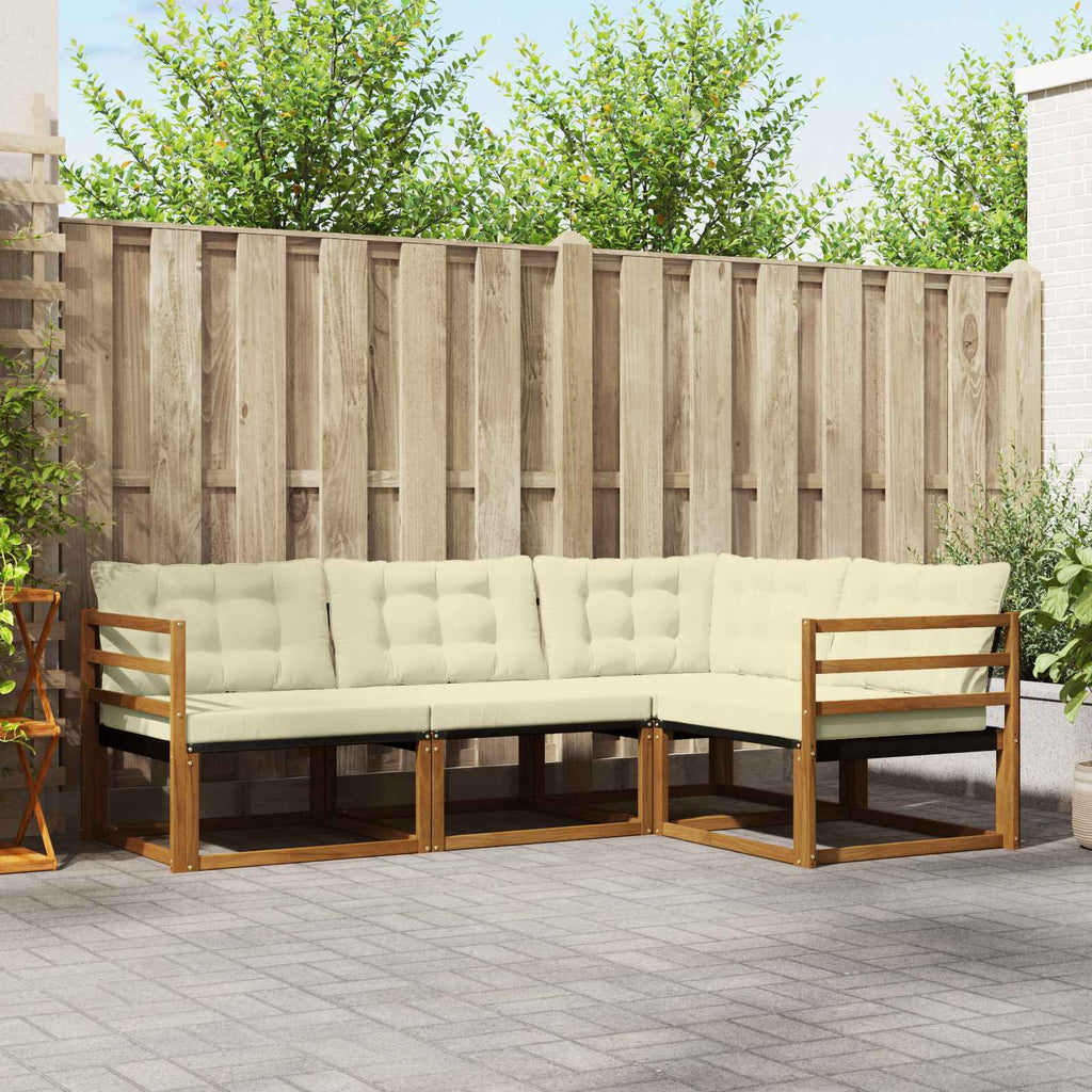 Outdoor-Sofagarnitur mit Kissen 4 pcs Natur und Creme