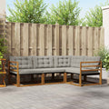 Outdoor-Sofagarnitur mit Kissen 4 pcs Natürlich und Hellgrau