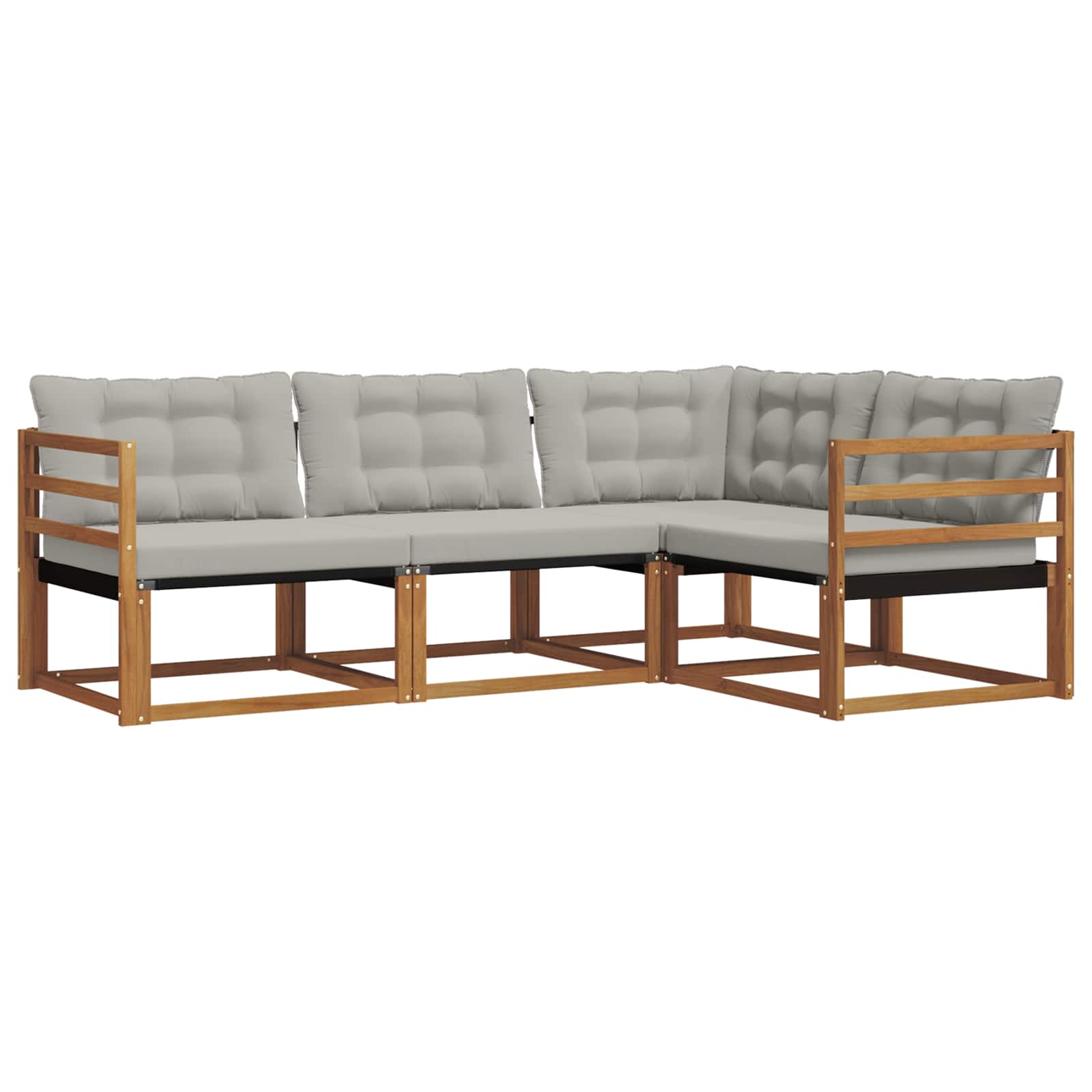 Outdoor-Sofagarnitur mit Kissen 4 pcs Natürlich und Hellgrau