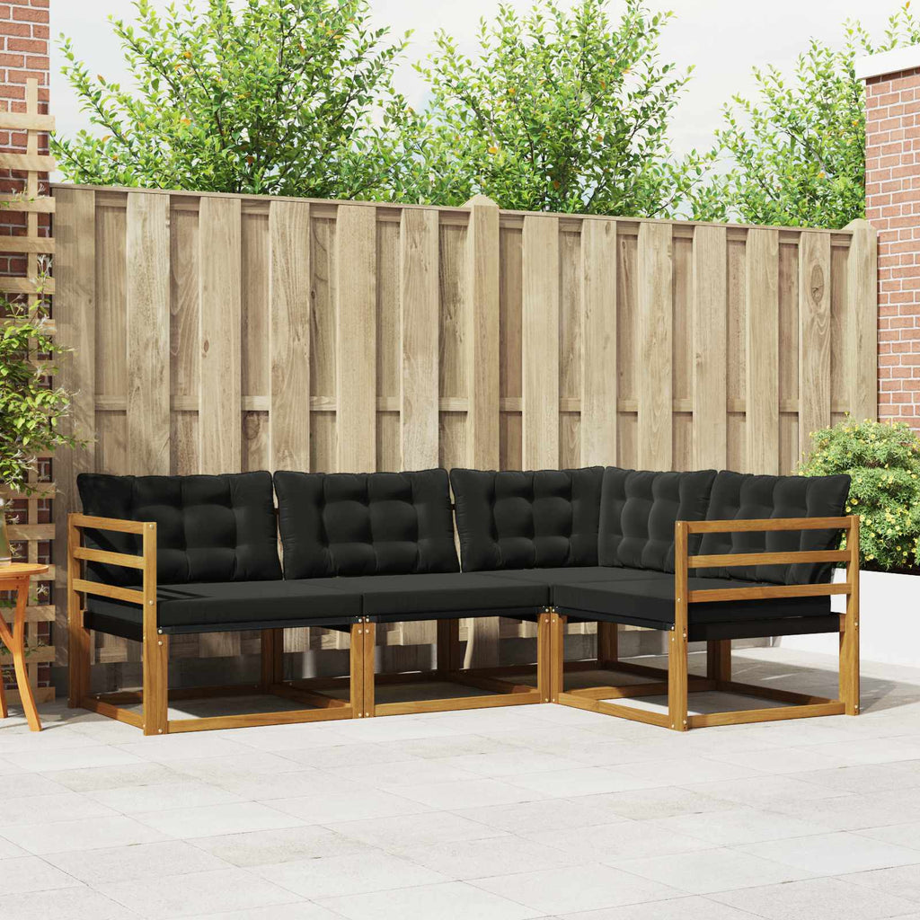 Outdoor-Sofagarnitur mit Kissen 4 pcs Natürlich und Schwarz