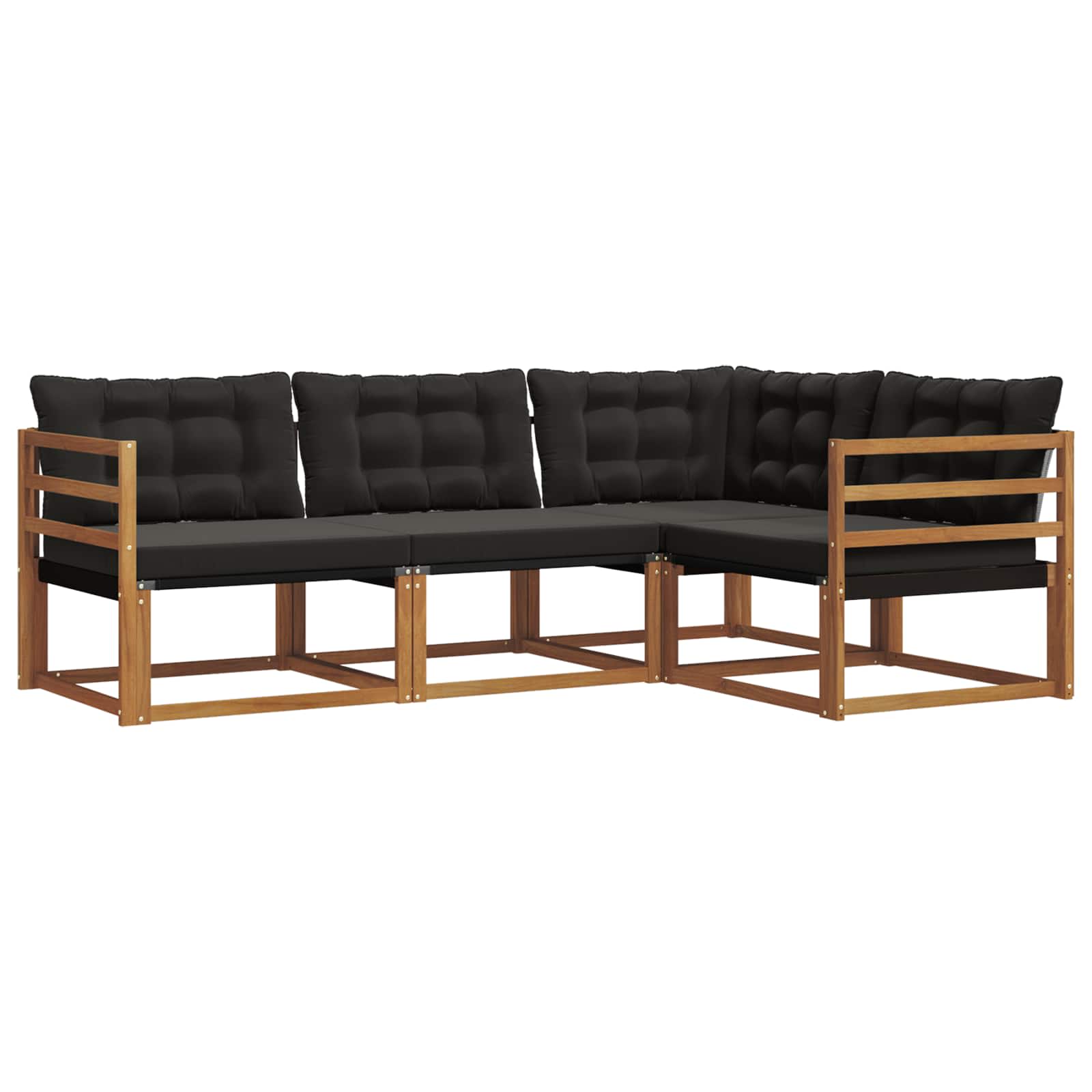 Outdoor-Sofagarnitur mit Kissen 4 pcs Natürlich und Schwarz