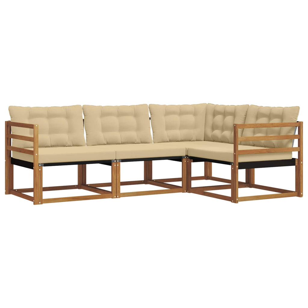 Outdoor-Sofagarnitur mit Kissen 4 pcs Natur und Beige